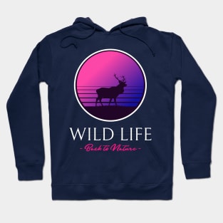 Wild Life Nature Retro Deer Sunset Hoodie